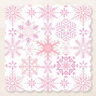 Sneeuwvlokpatroon Roze Kartonnen Onderzetters