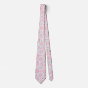 Sneeuwvlokpatroon Roze Offwhite BG Stropdas