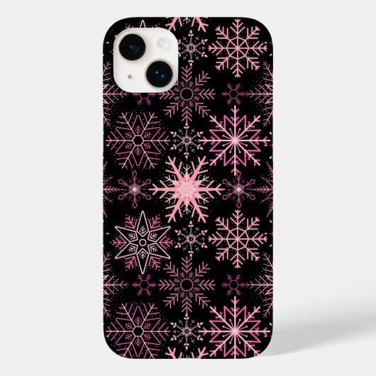 Sneeuwvlokpatroon Roze Zwart BG Case-Mate iPhone Case (Achterkant)