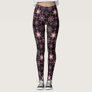 Sneeuwvlokpatroon Roze Zwart BG Leggings