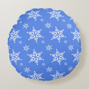 Sneeuwvlokpatroon, Witte Sneeuwvlokken, Sneeuw, Bl Rond Kussen