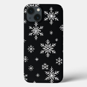Sneeuwvlokpatroon Zwarte Hoes voor Telefoon