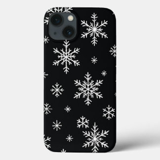 Sneeuwvlokpatroon Zwarte Hoes voor Telefoon
