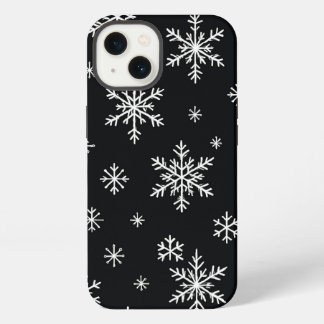 Sneeuwvlokpatroon Zwarte Hoes voor Telefoon iPhone 13 Hoesje