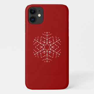 Sneeuwvlokvormig ontwerp in donkerrood en wit. iPhone 11 hoesje