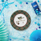 Sneeuwvogel met Kerst Plaid Pattern Papieren Bordje (Feest)