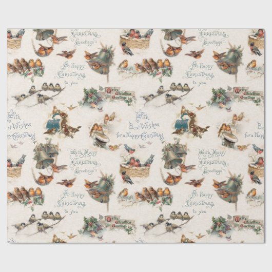 sneeuwvogels en kerstgraten cadeaupapier (Vlak)