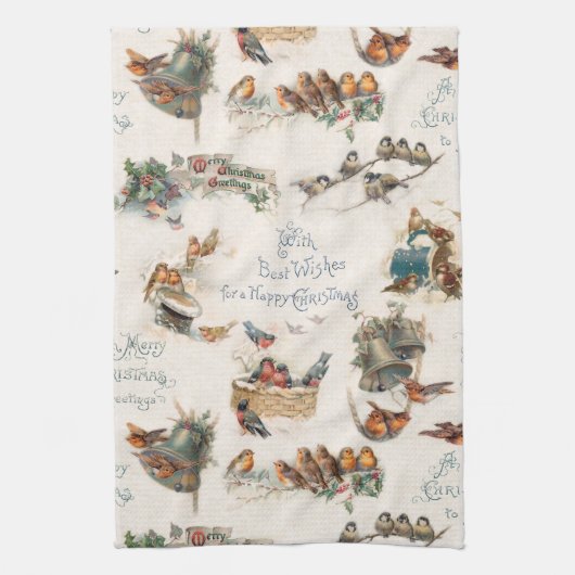  sneeuwvogels en kerstgraten theedoek (Verticaal)