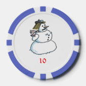 Sneeuwvrouw blauw 10 gestreepte pokerchip (Voorkant)