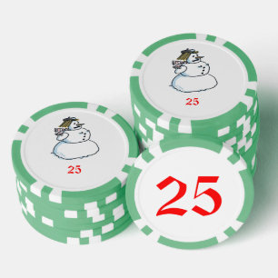 Sneeuwvrouw groen 25 gestreepte pokerchip