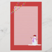 Sneeuwvrouw met rode lijn kerstschrijfpapier briefpapier (Voorkant)