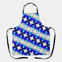 Sneeuwvrouw onder de blauwe winterhemel schort