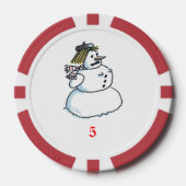 Sneeuwvrouw rood 5 gestreepte pokerchip (Voorkant)