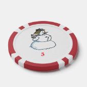 Sneeuwvrouw rood 5 gestreepte pokerchip (Enkel)