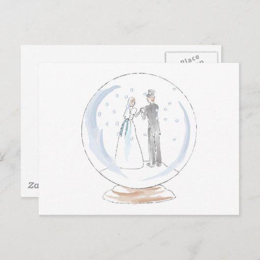 Sneeuwweddenschap met Wereldbol Briefkaart (Voorkant / Achterkant)