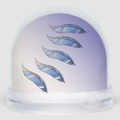 SneeuwWereldbol - Blauwe veren drijven Sneeuwbol (Achterkant)