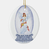 Sneeuwwereldbol met engel-illustratie keramisch ornament (Rechts)