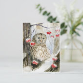 Sneeuwwinter met gestreepte uil briefkaart (Staand voorkant)