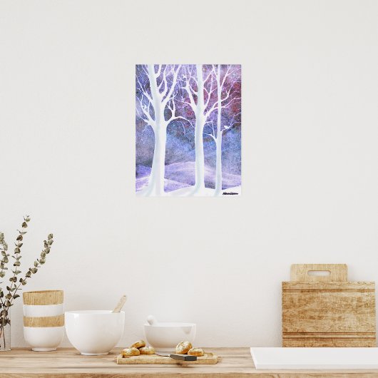 Sneeuwwinterbomen Poster (Keuken)