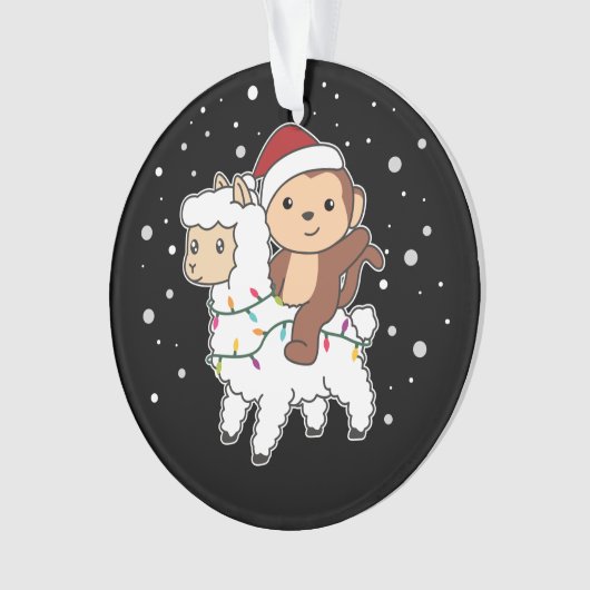 Sneeuwwinterdieren in de apenlama ornament (voorkant)