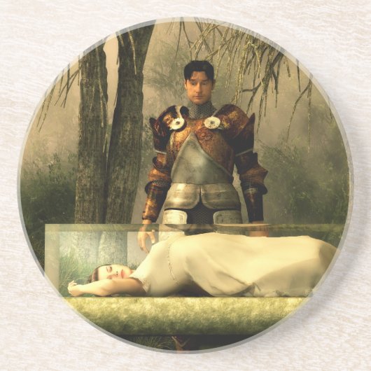 Sneeuwwitglas Zandsteen Onderzetter (Voorkant)