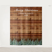 Sneeuwwitje Bos Vrolijk Kerstmis Foto Achtergrond Wandkleed (Voorkant)