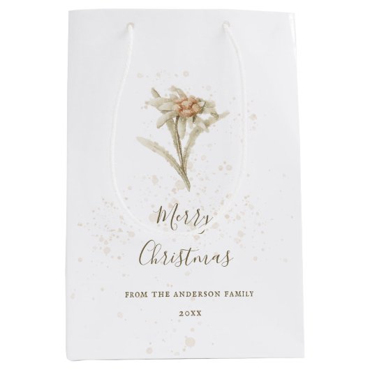 Sneeuwwitje Edelweiss Vintage Kerstmis Medium Cadeauzakje (Voorkant)