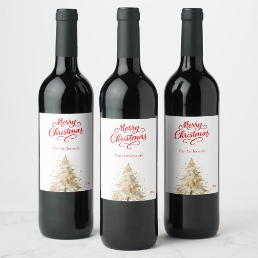 Sneeuwwitje rood kerstscript wijn etiket (Flessen)