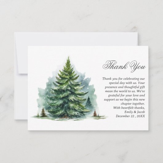 Sneeuwwitje Winter Bos Bruiloft Bedankkaart (Voorkant)