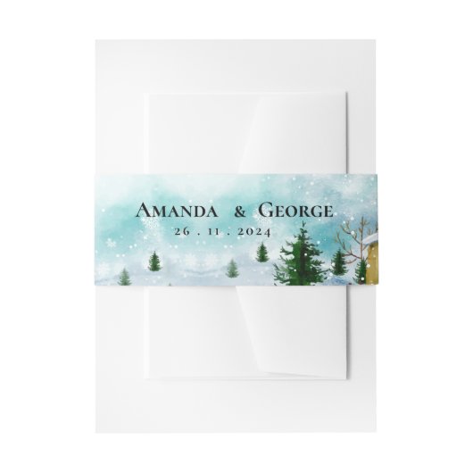 Sneeuwwitje Winter Magisch Blauw Hues Sneeuwvlokke Uitnodigingen Wikkel (Voorkant Voorbeeld)
