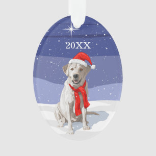 Sneeuwwitlabrador Retriever Santa Hat & Scarf Ornament