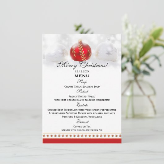 Sneeuwwitrood Kerstmis menu Sjabloon Kaart (Staand voorkant)