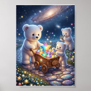 Sneeuwwitte Beren Magische Giftkar Sterrenhemel Poster