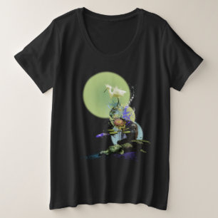 SNEEUWWITTE REIGER KOI VIS VIJVER SERENITEIT GROTE MAAT T-SHIRT