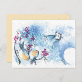 Sneeuwwolf en Briefkaart van robins (Voorkant / Achterkant)