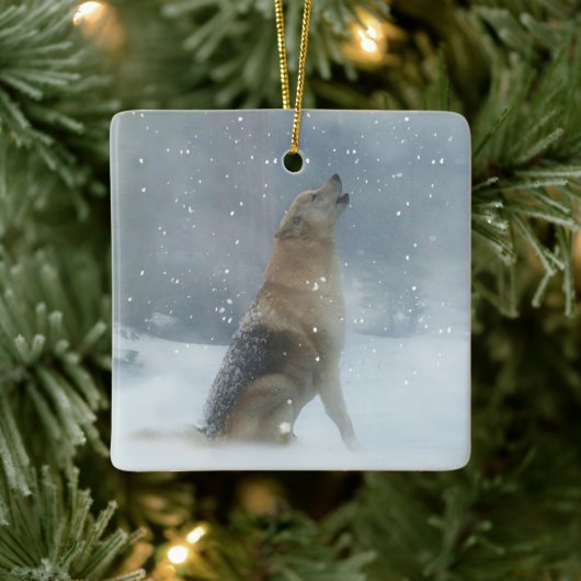 Sneeuwwolf en Howling Keramisch Ornament (Boom)