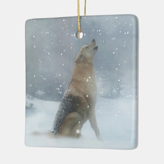 Sneeuwwolf en Howling Keramisch Ornament (Links)