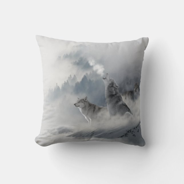 Sneeuwwolfprint Kussen (Voorkant)