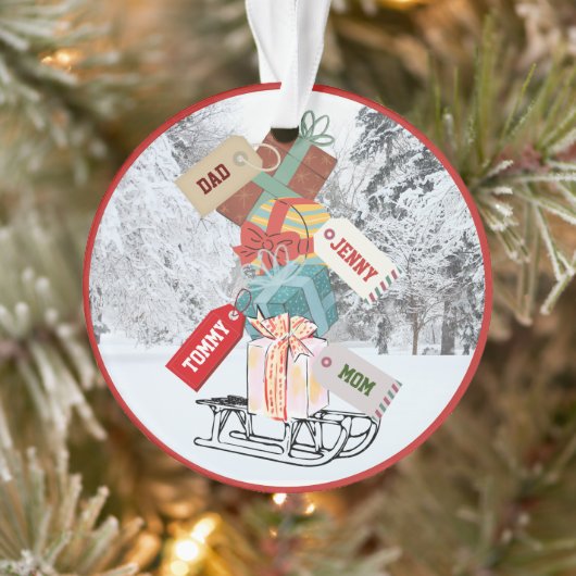 Sneeuwwoud met kerstcadeautjes Naam Cute  Ornament (Boom)