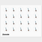 Sneeuwzwaard Pixel Art – Retro Ice Blade Design Ronde Sticker (Vel)