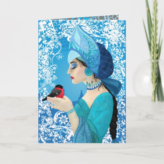 Snegurochka russische illustratie. Snowmaiden Feestdagen Kaart (Voorkant)