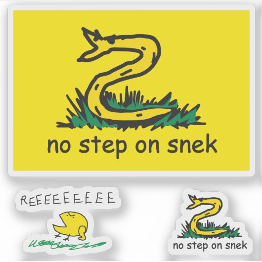Snekright gadsden vlag parodie meme geen stap op s sticker (Voorkant)