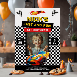 Snel Auto Verjaardagsfeest Foto Kaart