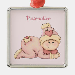 Snel Baby Girl is aangekomen. (Baby meisje) Metalen Ornament