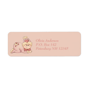 Snel babymeisje - Roos roze en Oranje Baby shower Etiket