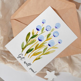 Snel beter minimale blauwe waterverf bloemen kaart