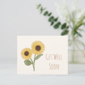 Snel Beterschap Minimale Zonnebloem Ansichtkaart Briefkaart (Staand voorkant)