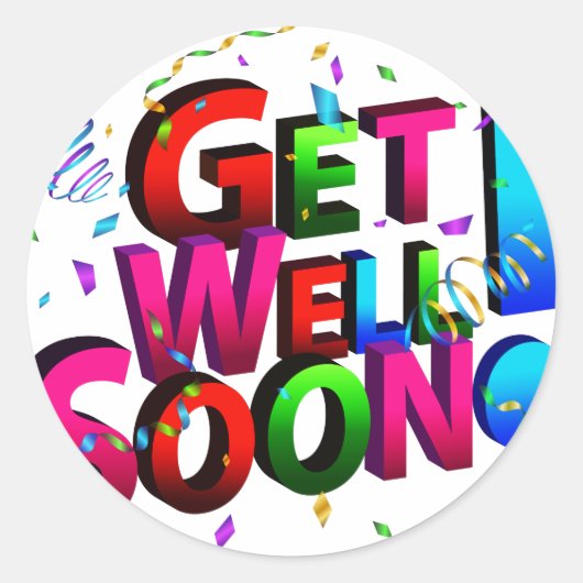 Snel Confetti tekst Ronde Sticker (Voorkant)