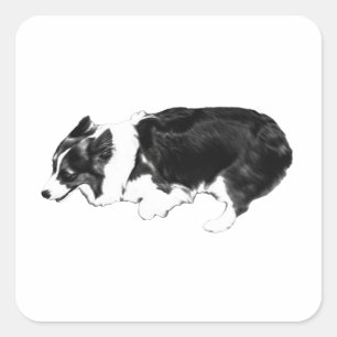 Snel corgi, zak glimlach vierkante sticker