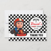 Snel coureur van een aangepaste raceauto bedankkaart (Voorkant)